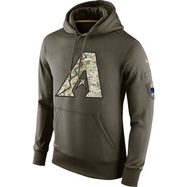 MLB Men Arizona Diamondback Nike Olive Salute To Service KO Performance Hoodie Green